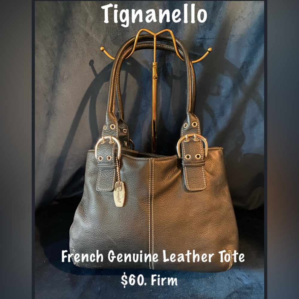 Tignanello Black Leather French Tote